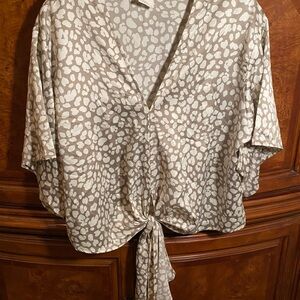 Women's Tan Tie-Front Top